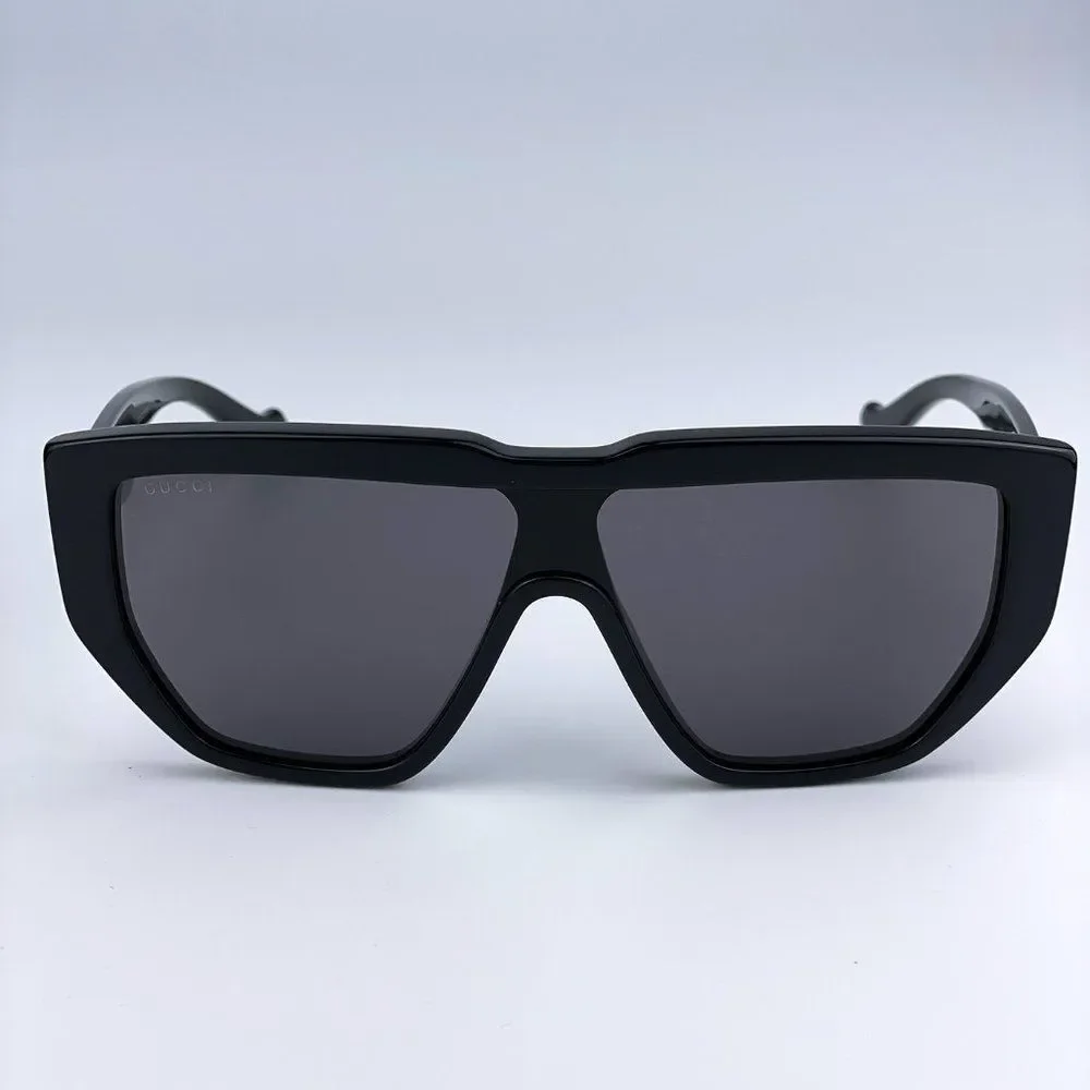NEW Gucci LOGO GG0997S 002 Black Gray Shield Unisex Sunglasses
